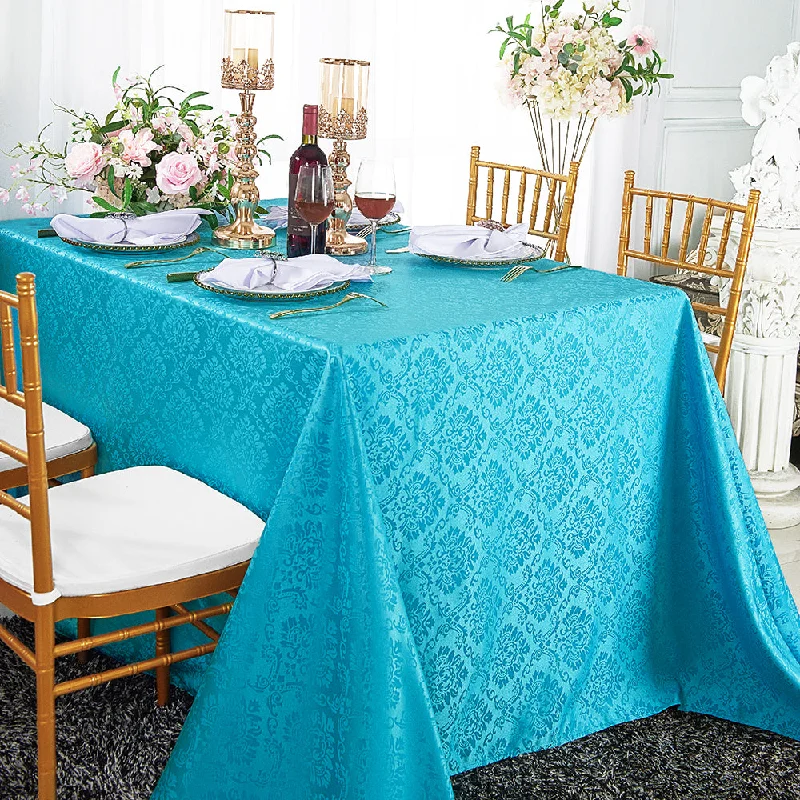 90"x156" Seamless Rectangular Marquis Damask Jacquard Polyester (220 GSM) Tablecloth - Turquoise (1pc) 90"x156" Seamless Rectangular Marquis Damask Jacquard Polyester (220 GSM) Tablecloth - Turquoise (1pc)