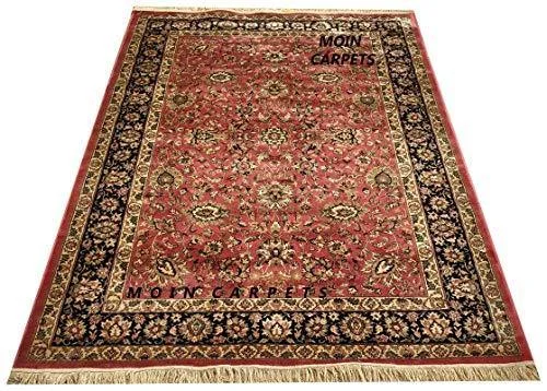 Moin Carpets Kashmiri Silk Carpets for Living Room and Home 9 x 12 Feet Pink and Black Moin Carpets Kashmiri Silk Carpets for Living Room and Home 9 x 12 Feet Pink and Black