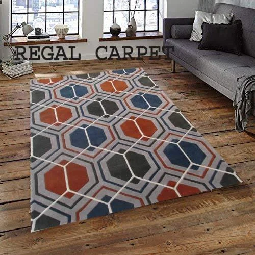 Regal Carpet Embossed Carved Handmade Tuffted Woollen Thick Geometrical Carpet for Living Room Bedroom Home Size 5 x 8 feet (150X240 cm) Charchole Grey Multi Regal Carpet Embossed Carved Handmade Tuffted Woollen Thick Geometrical Carpet for Living Room Bedroom Home Size 5 x 8 feet (150X240 cm) Charchole Grey Multi