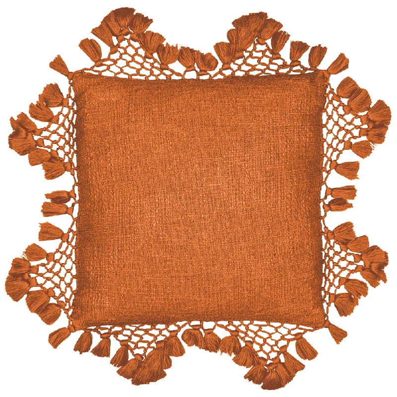 Anko Macrame Tassel Trim Cushion Pecan