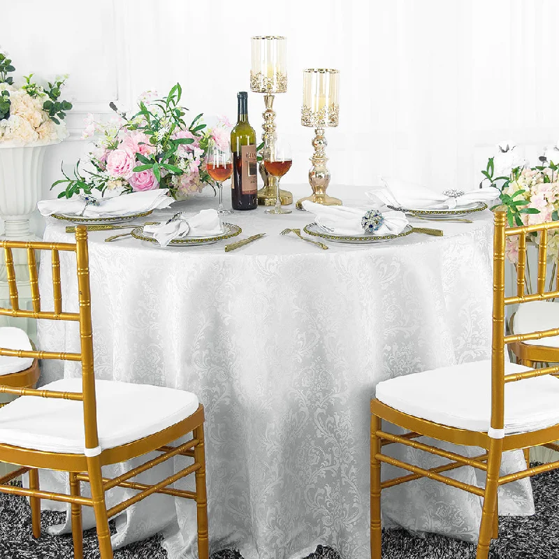 90" Seamless Round Floral Damask Jacquard Polyester (220 GSM) Tablecloth - White (1pc) 90" Seamless Round Floral Damask Jacquard Polyester (220 GSM) Tablecloth - White (1pc)