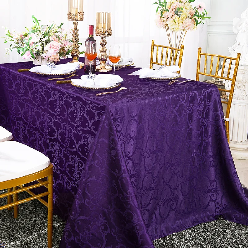 90"x156" Seamless Rectangular Versailles Chopin Damask Jacquard Polyester (220 GSM) Tablecloth - Eggplant (1pc) 90"x156" Seamless Rectangular Versailles Chopin Damask Jacquard Polyester (220 GSM) Tablecloth - Eggplant (1pc)