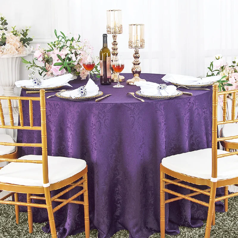 120" Seamless Round Floral Damask Jacquard Polyester (220 GSM) Tablecloth- Eggplant (1pc) 120" Seamless Round Floral Damask Jacquard Polyester (220 GSM) Tablecloth- Eggplant (1pc)