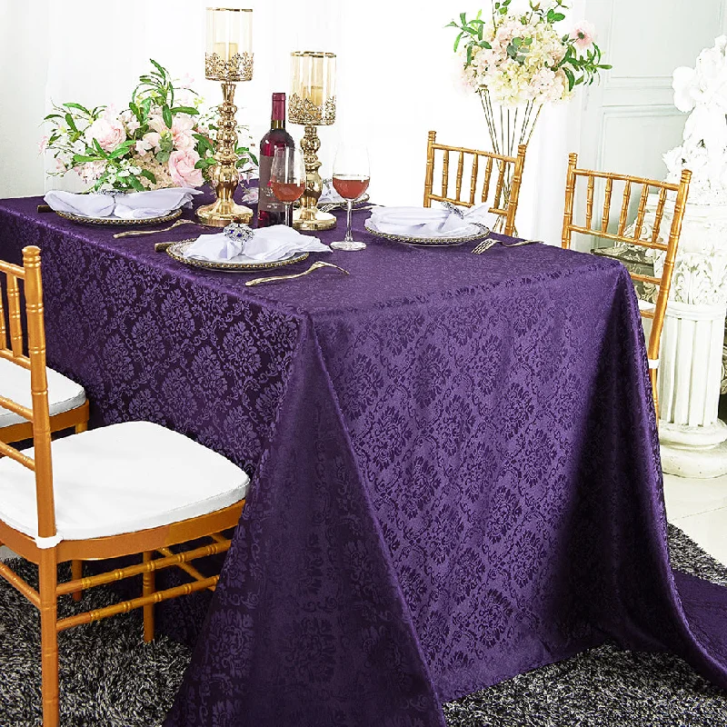 90"x156" Seamless Rectangular Marquis Damask Jacquard Polyester (220 GSM) Tablecloth - Eggplant (1pc) 90"x156" Seamless Rectangular Marquis Damask Jacquard Polyester (220 GSM) Tablecloth - Eggplant (1pc)