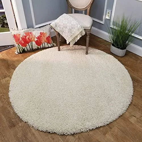 Quality Home Furnishing Carpet. Luxurious Soft Shag Collection Anti-SkidMoroccan Ogee Plush Area Rug Round (White, 2 x 2 feet) Quality Home Furnishing Carpet. Luxurious Soft Shag Collection Anti-SkidMoroccan Ogee Plush Area Rug Round (White, 2 x 2 feet)