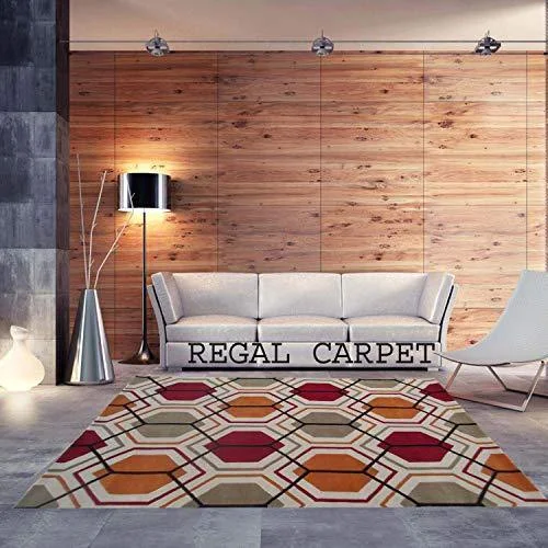 Regal Carpet Embossed Carved Handmade Tuffted Woollen Thick Geometrical Carpet for Living Room Bedroom Home Size 3 x 5 feet (90X150 cm) Ivory & Orange Multi Regal Carpet Embossed Carved Handmade Tuffted Woollen Thick Geometrical Carpet for Living Room Bedroom Home Size 3 x 5 feet (90X150 cm) Ivory & Orange Multi