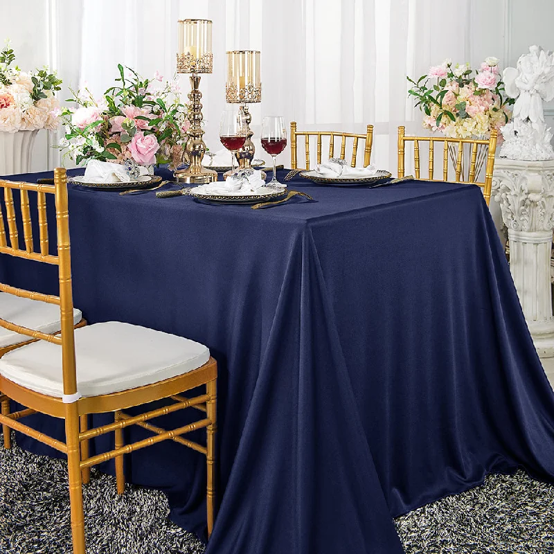 60"x120" Seamless Rectangular Scuba (Wrinkle-Free) (240 GSM) Tablecloth - Navy Blue (1pc) 60"x120" Seamless Rectangular Scuba (Wrinkle-Free) (240 GSM) Tablecloth - Navy Blue (1pc)