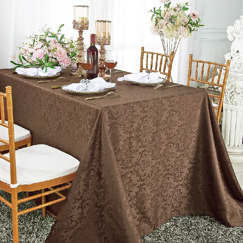 72"x120" Seamless Rectangular Floral Damask Jacquard Polyester (220 GSM) Tablecloth - Chocolate (1pc) 72"x120" Seamless Rectangular Floral Damask Jacquard Polyester (220 GSM) Tablecloth - Chocolate (1pc)