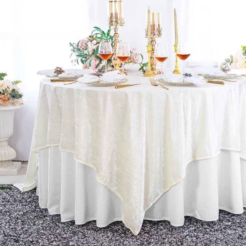 85"x85" Seamless Square Ice Crushed Velvet (200 GSM) Tablecloth/Table Overlay - Ivory (1pc) 85"x85" Seamless Square Ice Crushed Velvet (200 GSM) Tablecloth/Table Overlay - Ivory (1pc)