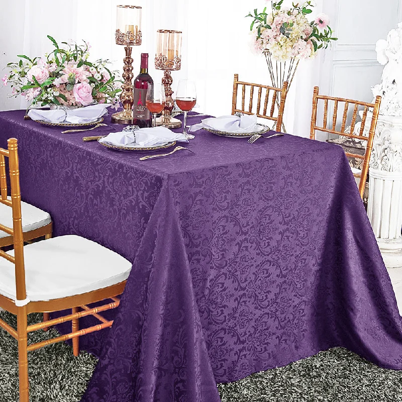 72"x120" Seamless Rectangular Floral Damask Jacquard Polyester (220 GSM) Tablecloth - Eggplant (1pc) 72"x120" Seamless Rectangular Floral Damask Jacquard Polyester (220 GSM) Tablecloth - Eggplant (1pc)
