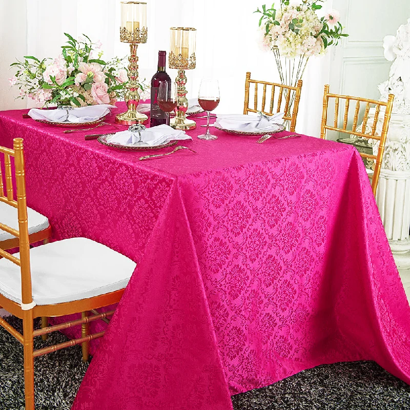90"x156" Seamless Rectangular Marquis Damask Jacquard Polyester (220 GSM) Tablecloth - Fuchsia (1pc) 90"x156" Seamless Rectangular Marquis Damask Jacquard Polyester (220 GSM) Tablecloth - Fuchsia (1pc)