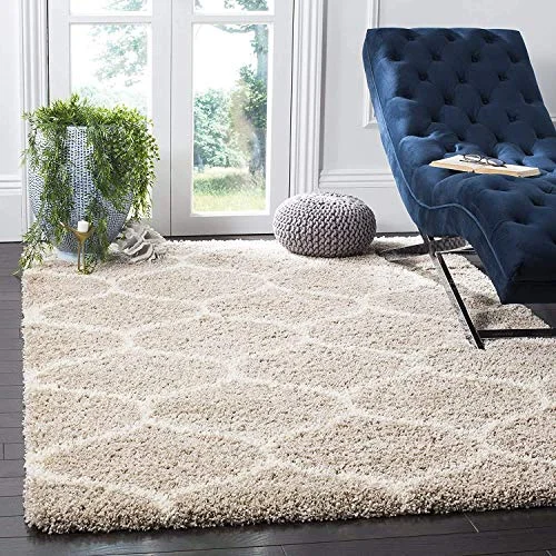 Taukir Carpets shag Collection Hand Made Carpet with 2 inch Pile moraccan Rugs. Size 3x5,feet Color, Beige/Ivory Taukir Carpets shag Collection Hand Made Carpet with 2 inch Pile moraccan Rugs. Size 3x5,feet Color, Beige/Ivory