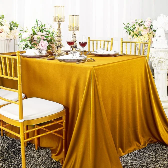 90"x132" Seamless Rectangular Scuba (Wrinkle-Free) (240 GSM) Tablecloth - Gold (1pc) 90"x132" Seamless Rectangular Scuba (Wrinkle-Free) (240 GSM) Tablecloth - Gold (1pc)