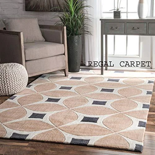 Regal Carpet Embossed Carved Handmade Tuffted Pure Woollen Thick Geometrical Carpet for Living Room Bedroom Size 4 x 6 feet (120X180 cm) Beige & White Multi Regal Carpet Embossed Carved Handmade Tuffted Pure Woollen Thick Geometrical Carpet for Living Room Bedroom Size 4 x 6 feet (120X180 cm) Beige & White Multi