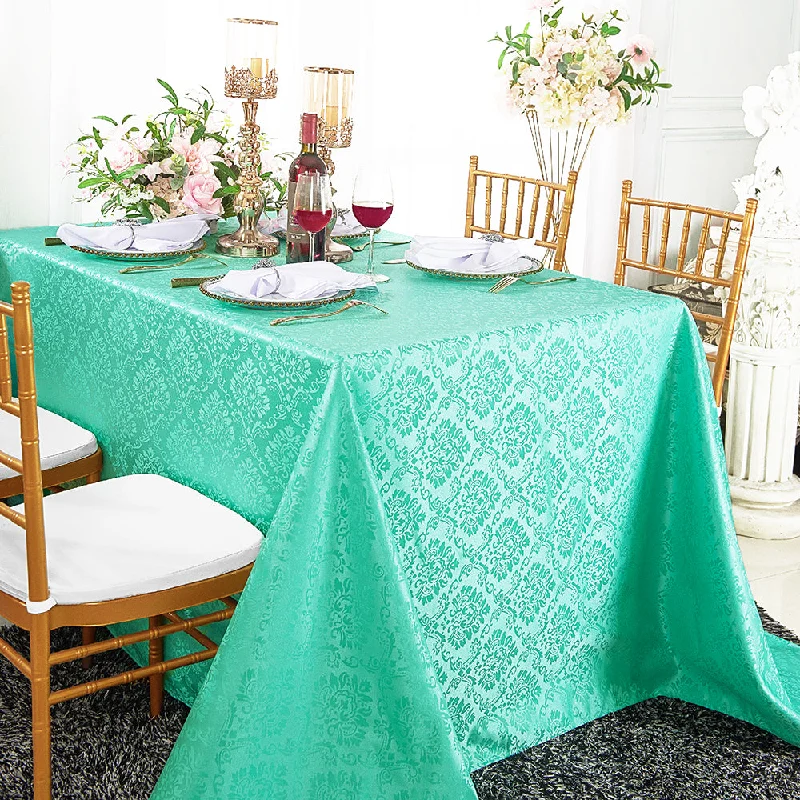 90"x156" Seamless Rectangular Marquis Damask Jacquard Polyester (220 GSM) Tablecloth - Tiff Blue/Aqua Blue (1pc) 90"x156" Seamless Rectangular Marquis Damask Jacquard Polyester (220 GSM) Tablecloth - Tiff Blue/Aqua Blue (1pc)
