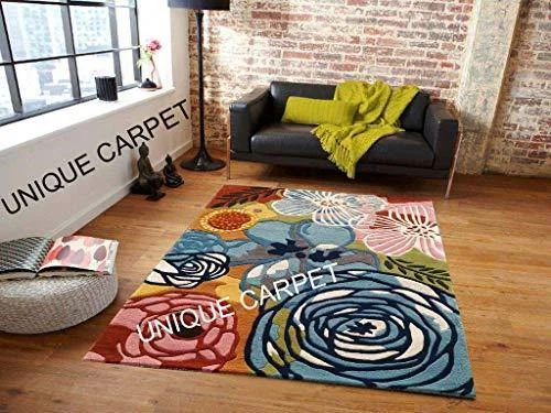 Unique Carpet Handmade Wool & Blend Carpet for Living Room Home Bedroom Hall Kitchen Office Anywhere Color Multi Hand Tufted Carpets (Multi B, 4 x 6) Unique Carpet Handmade Wool & Blend Carpet for Living Room Home Bedroom Hall Kitchen Office Anywhere Color Multi Hand Tufted Carpets (Multi B, 4 x 6)