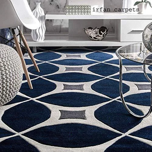 Irfan Carpets Modern Handmade Export Quality Tuffted Pure Woollen Latest Geometrical Carpet for Living Room Size 5 x 8 feet (150X240 cm) Multi Irfan Carpets Modern Handmade Export Quality Tuffted Pure Woollen Latest Geometrical Carpet for Living Room Size 5 x 8 feet (150X240 cm) Multi