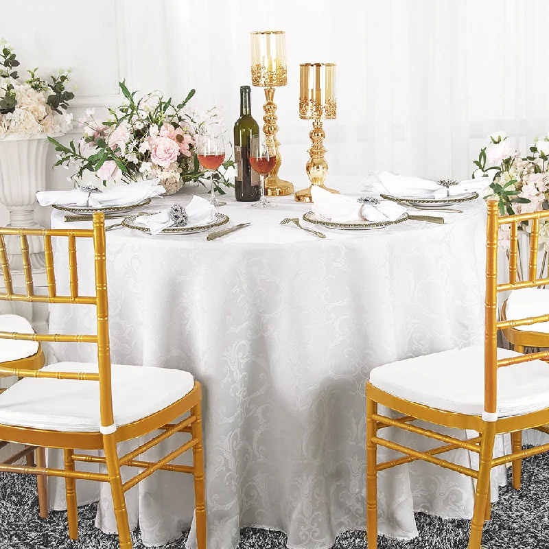 120" Seamless Round Versailles Chopin Damask Jacquard Polyester (220 GSM) Tablecloth - White (1pc) 120" Seamless Round Versailles Chopin Damask Jacquard Polyester (220 GSM) Tablecloth - White (1pc)