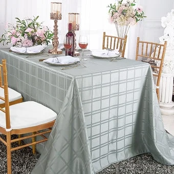 90"x156" Seamless Rectangular Plaid Jacquard Polyester (220 GSM) Tablecloth - Silver (1pc) 90"x156" Seamless Rectangular Plaid Jacquard Polyester (220 GSM) Tablecloth - Silver (1pc)