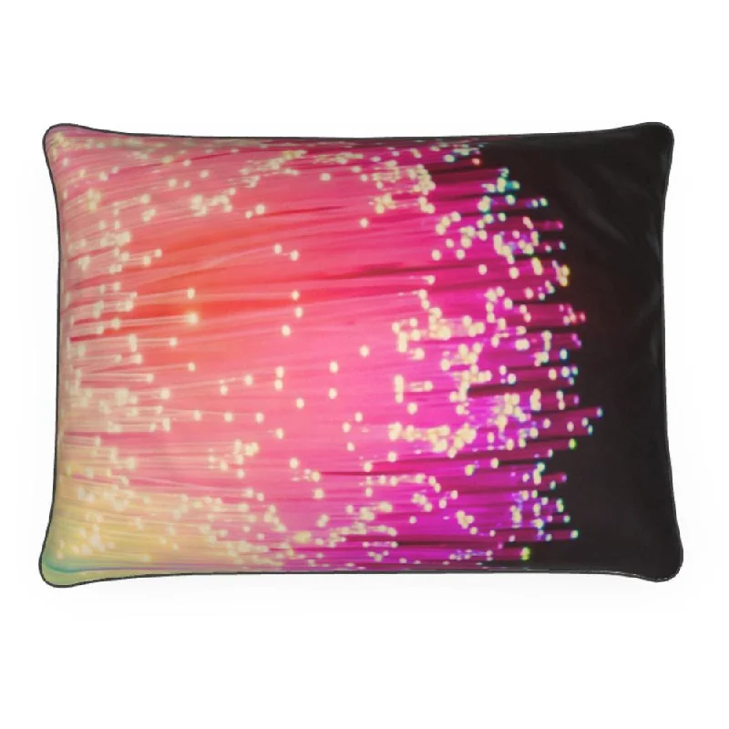 Transmission Pink Fiber Optic Luxurious Velvet Pillow Cushion